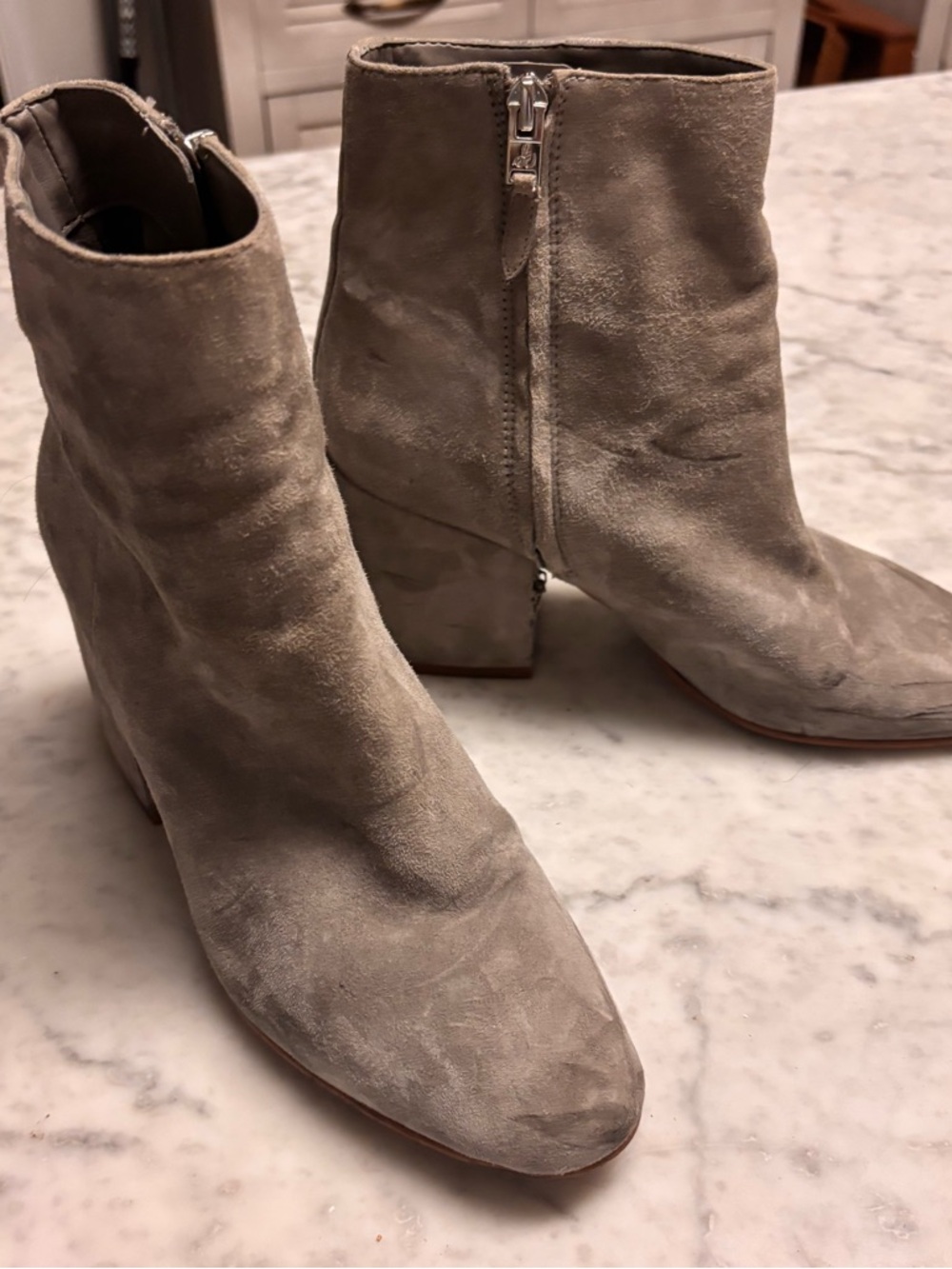 Sam Edelman grey Suede Ankle Booties with Side Zip